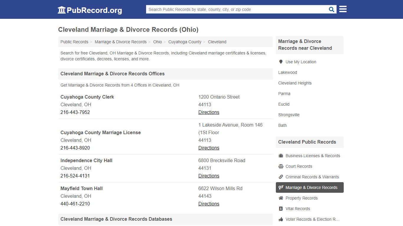 Free Cleveland Marriage & Divorce Records (Ohio Marriage & Divorce Records)