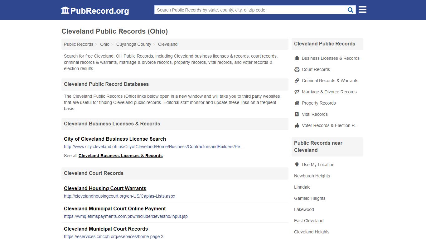 Free Cleveland Public Records (Ohio Public Records)